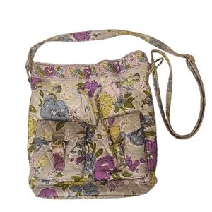 Vera Bradley Drawstring Crossbody in Watercolor Print Bucket Bag Purse Tote
